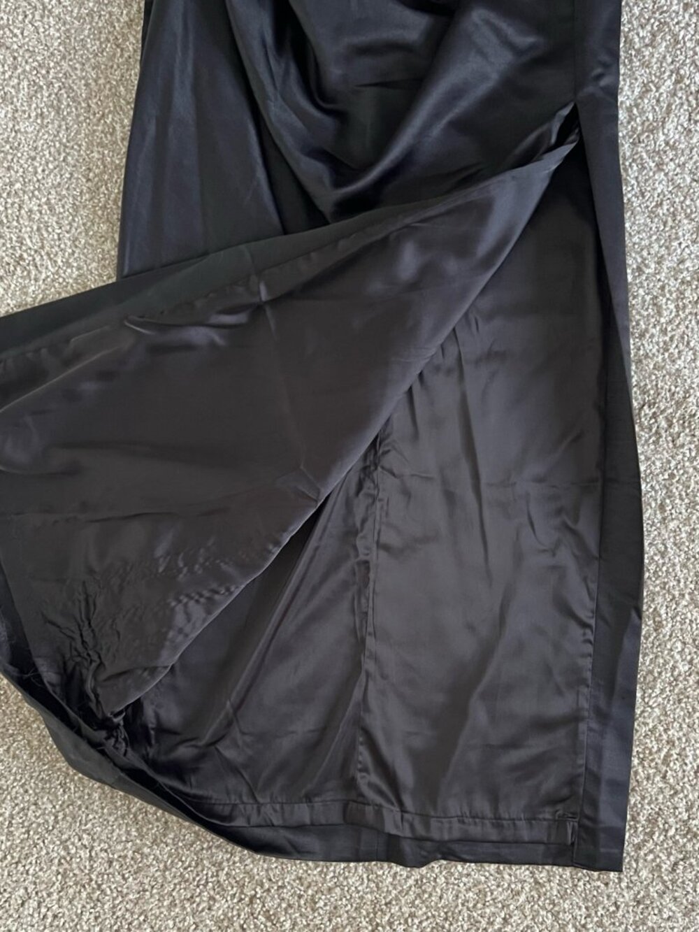 House of CB Adrienne Black Satin Strapless Corset Maxi Dress Formal Sexy Size L - Picture 7 of 10